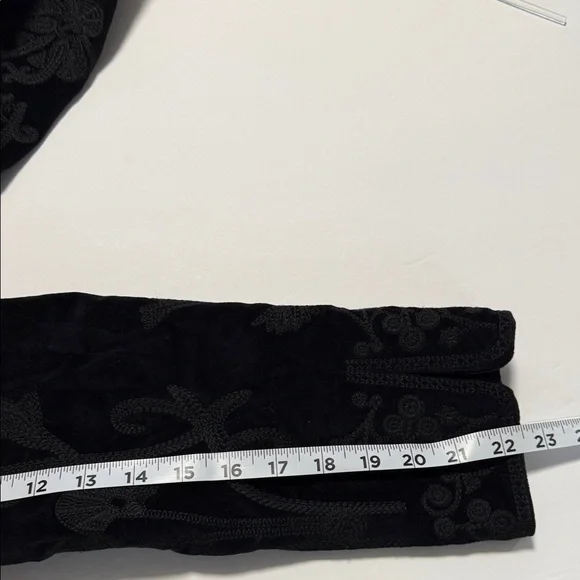 Vintage Nygard Collection Black Velvet Embroidered Cotton Women's Blazer Size 16 - Picture 14 of 15